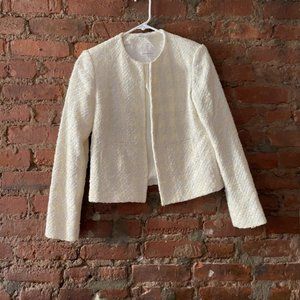 Vintage white collarless structured jacket